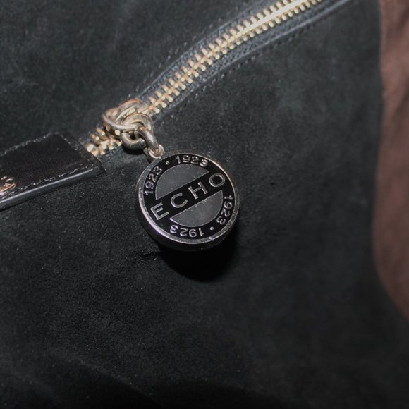 Large ECHO Suede Leather Flap Over Slouchy Shoulder Bag Handbag Purse - Picture 5 of 14